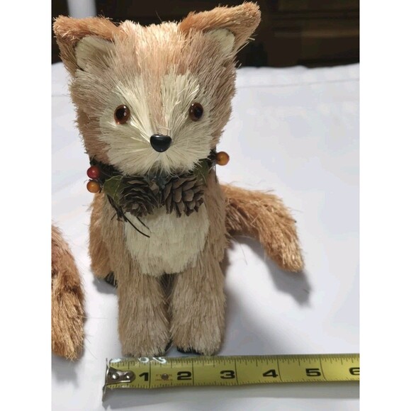 Rustic Brush Fox Farmhouse Figures Set of 2 Autumn Thanksgiving Tabletop Decor - Picture 7 of 13